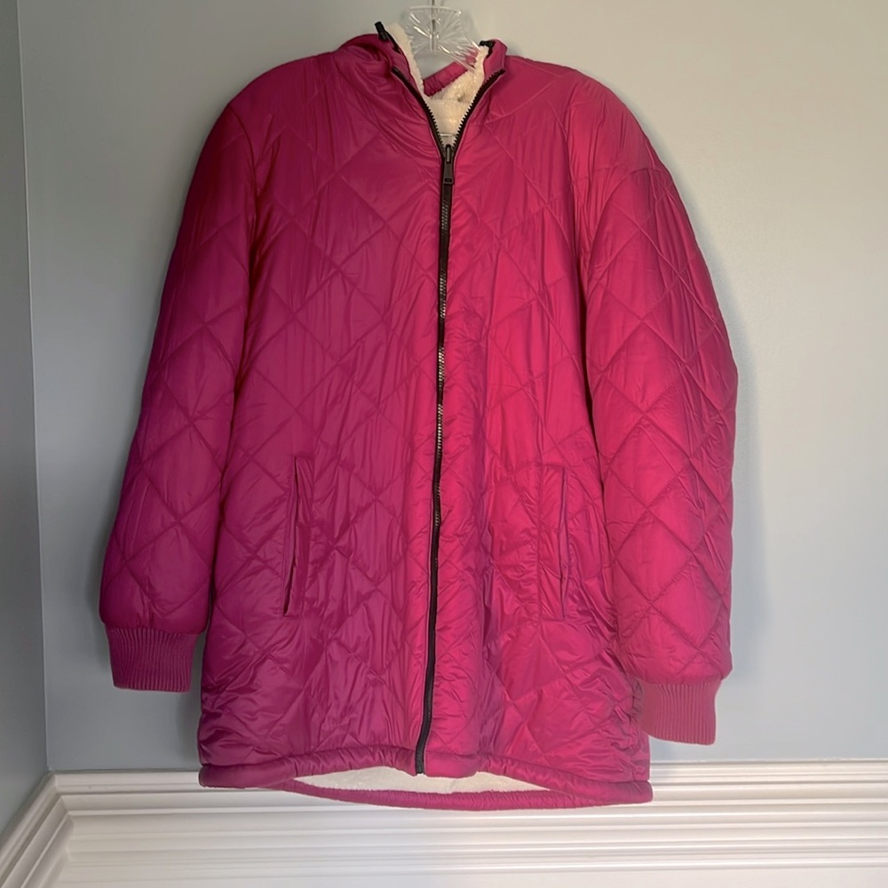 Sanctuary Pink Puffer Quilted Hooded Jacket Sz XL